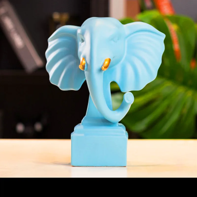  European Style Simulation Elephone Head Resin Statue Decoration Creative Living Room Bedroom Orname - 33004627665