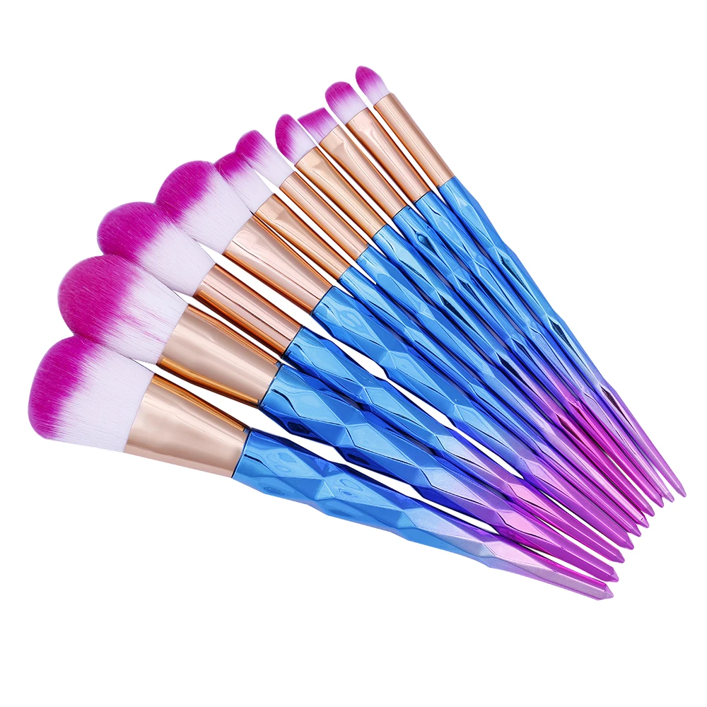 Prismatic Ombre Makeup Brush Set / Galaxy 10Pc Face Blush Blending
