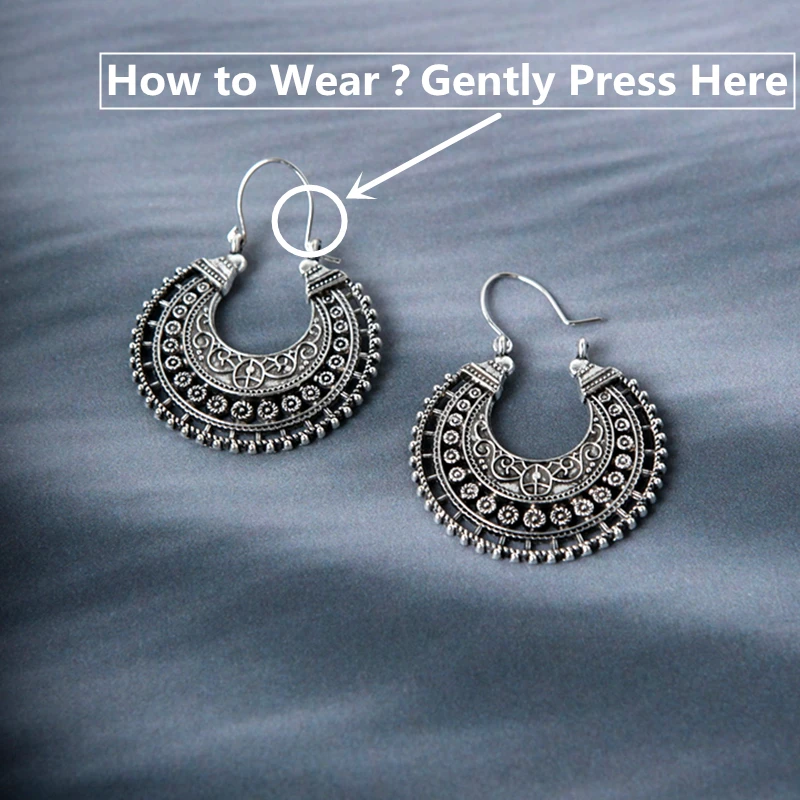 E045 винтажные полые серьги-кольца в богемном стиле, круглые серьги для женщин, подарок, индивидуальные серьги в народном стиле, модные ювелирные изделия