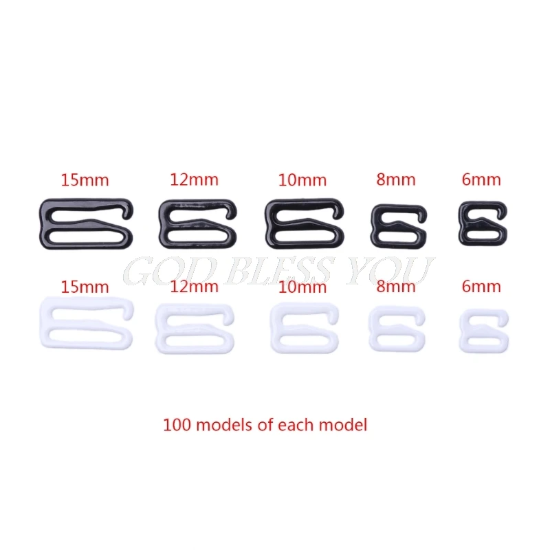 6mm 100Pcs Bra Strap Adjuster Buckles Lingerie Adjustment Strap Clips Clasp Sewing Craft Black