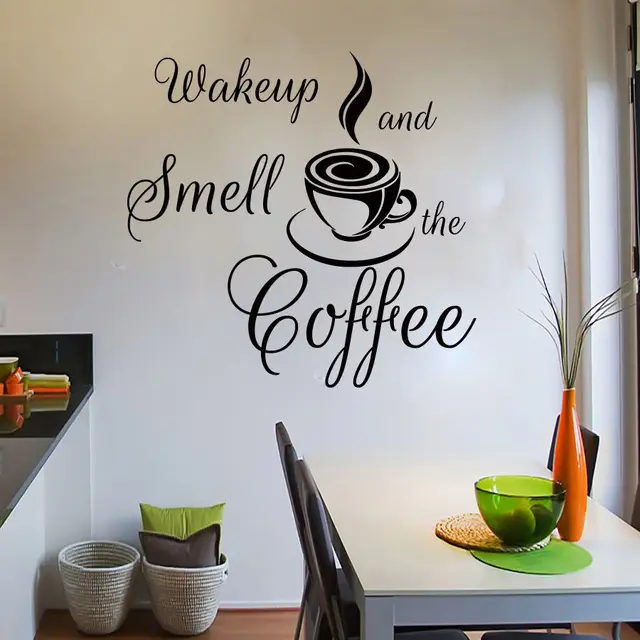 Despertar y oler el café decal vinilo pegatinas calcomanÃas arte ...