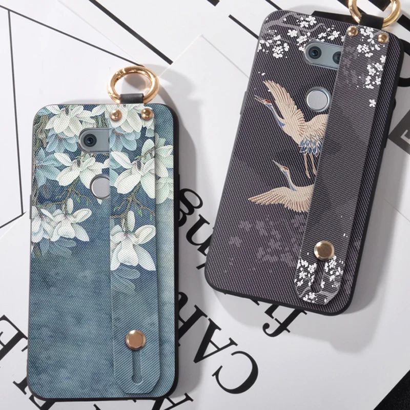 

Wrist Strap Phone Cases For LG Optimus G2 F320 G3 G4 G4C G5 G6 Elegant Flower Coque Case For LG Magna V10 V20 V30 Back Cover