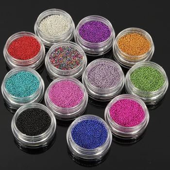 

12 Colors Decoration Colorful Beads Micro Acrylic Women Glitter Nail Art 3D Caviar Pearls Design UV Gel Tips Mini Balls