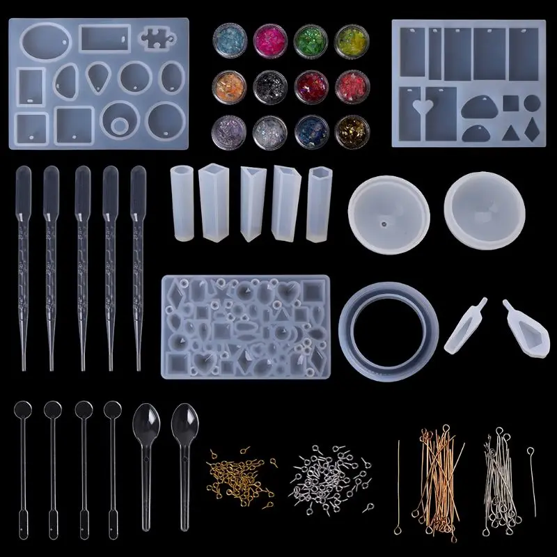 

Jewelry Epoxy Mould Tool Set Resin Molds Set Silicone Mold For DIY Craftsmanship Pendant Flash Sequins Handmade Making Tools