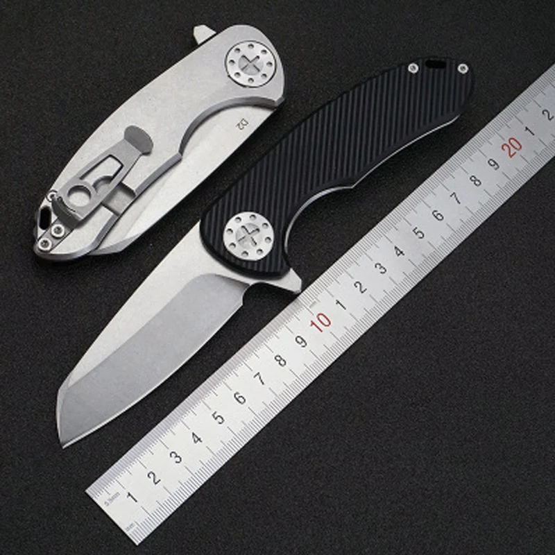 New folding knife D2 outdoor portable bearing camping combat self-defense pocket knife stainless steel G10 handle knife gift New folding knife D2 outdoor portable bearing camping combat self-defense pocket knife stainless steel G10 handle knife gift