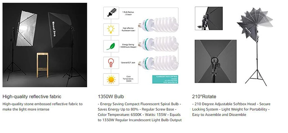 1350 Вт фотографии; непрерывный освещение софтбокс комплект маунтдог 2" X 28" профессиональное оборудование для фотостудии с 3 шт. разъем gopro