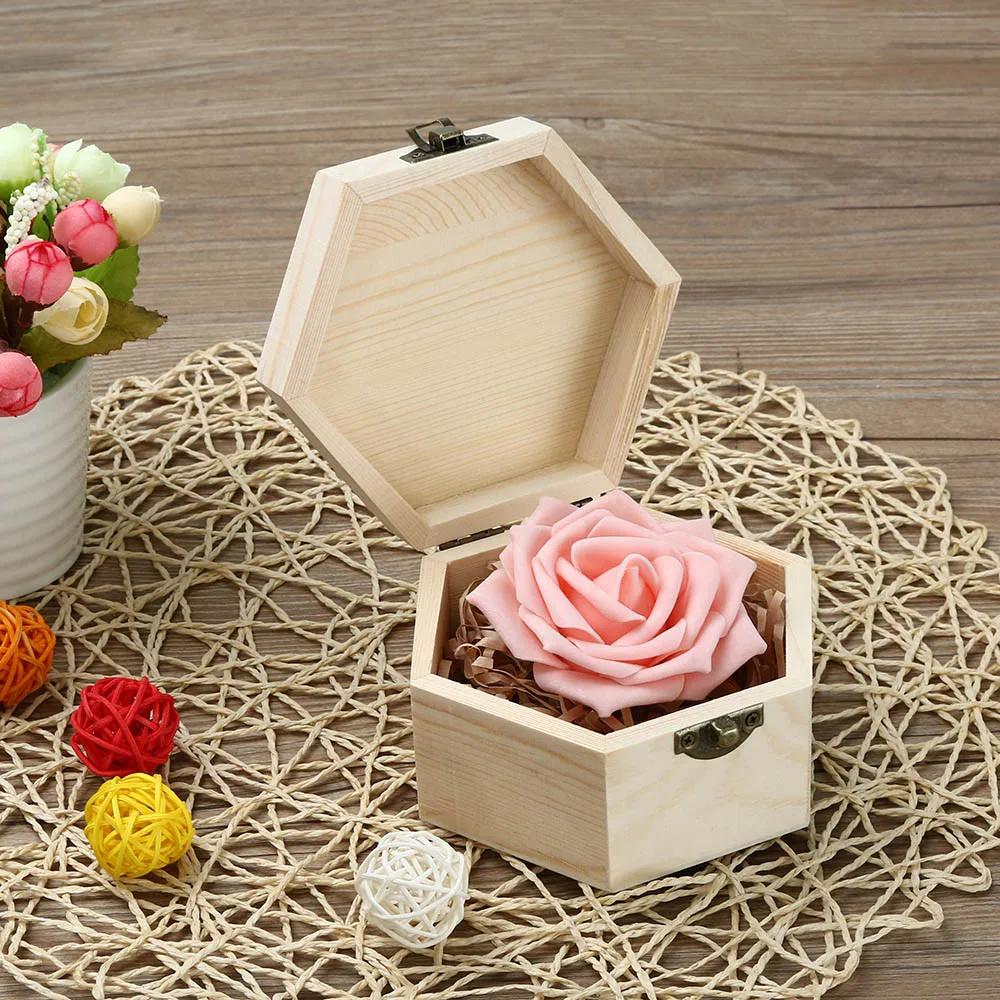 

Portable Hexagonal Shaped Wooden Storage Box Jewelry Box Wedding Gift Box Holder