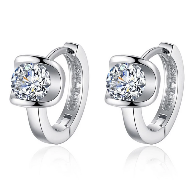 

1ct Shiny CZ Earrings for Women Stylish Jewelry Solid 925 Sterling Silver Clip on Earrings Brilliant Round Shape Female Earrings