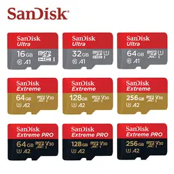 SanDisk MicroSD карта 16 GB 32 GB A1 MicroSDHC карты памяти 64 GB 128 GB 256 GB 400 GB MicroSDXC EXTREME PRO V30 U3 A2 4 K UHD TF карты