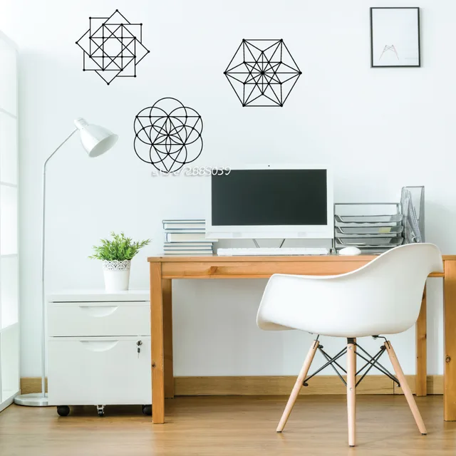3pcsset sacred geometry wall stickers metallic customized colors wall decal removable home design wallpaper