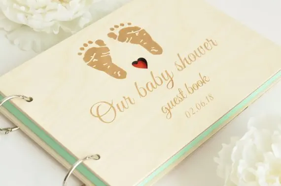 personalize crown Wood Baby Shower Guest Book Photo Guest Book Baby album Sign in book birthday Guestbook photo albums
