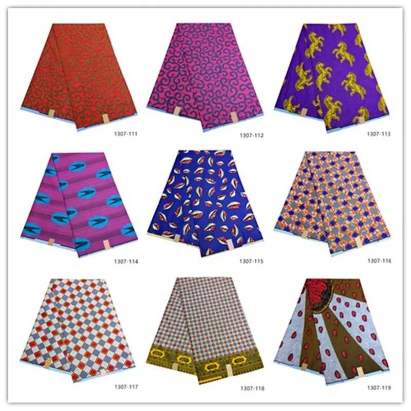 

100% Polyester Wax Prints Fabric Ankara Wax High Quality 6 yards African Fabric for Party Dress 1307-111