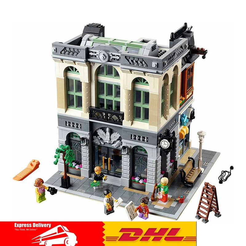 

DHL Lepin 15001 2413PCS City Street Brick Bank Model Building Assembling Blocks Bricks Toy Compatible With Legoingly City 10251