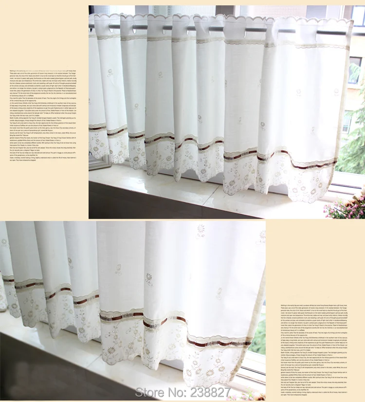 XinHuaEase Short Curtains for Kitchen Rural Flower Embroidery Tulle on the Window Home Decor Coffee Door Curtain Finished Drapes (4)
