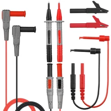 Electrical Multimeter Probe Replaceable Probe Clamp Test Leads Wire Pen Cable with Alligator Clips Needle Tip Feeler Lead Kits electrical probe testing lead wire hooks yellow 20 pack