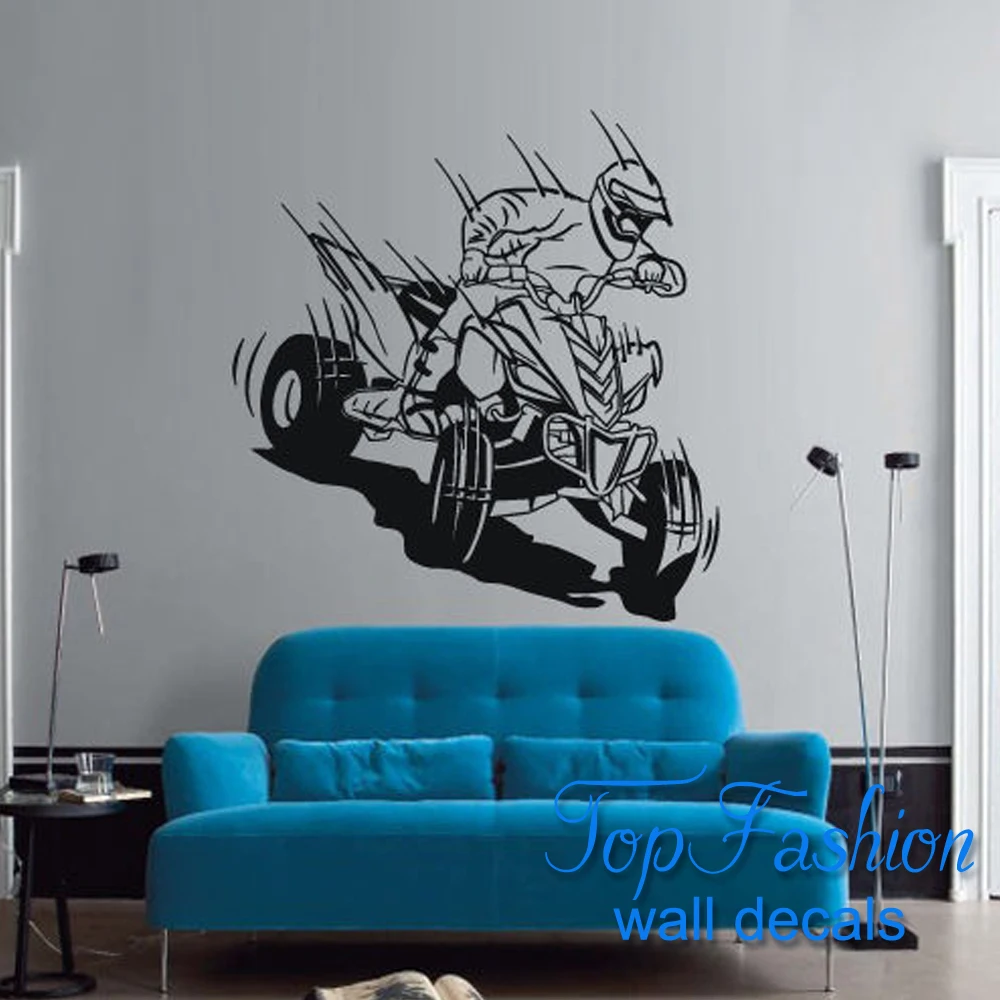 Free Shipping Wall Decal Quad Bike Quadrocycle ATV Race Motor Speed