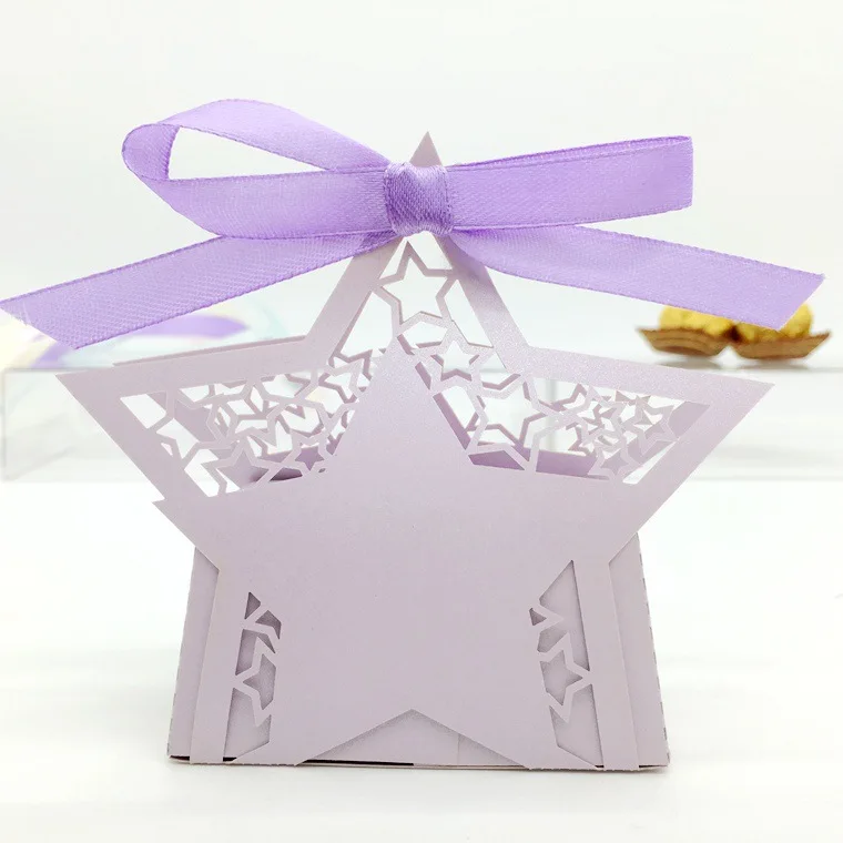 100 шт Пять звезд европейский стиль полые свадебные коробки для конфет подарочные бумажные коробки шоколадные коробки свадебные принадлежности