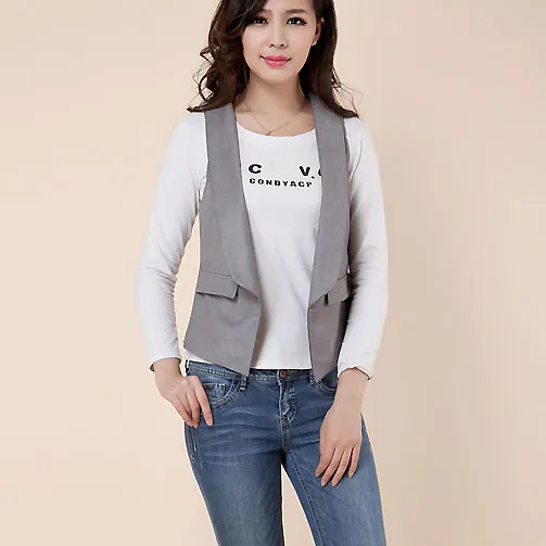 New 2017 Office Slim Fashion Solid Suit women's vest Suspenders Open Vests Female Pockets
