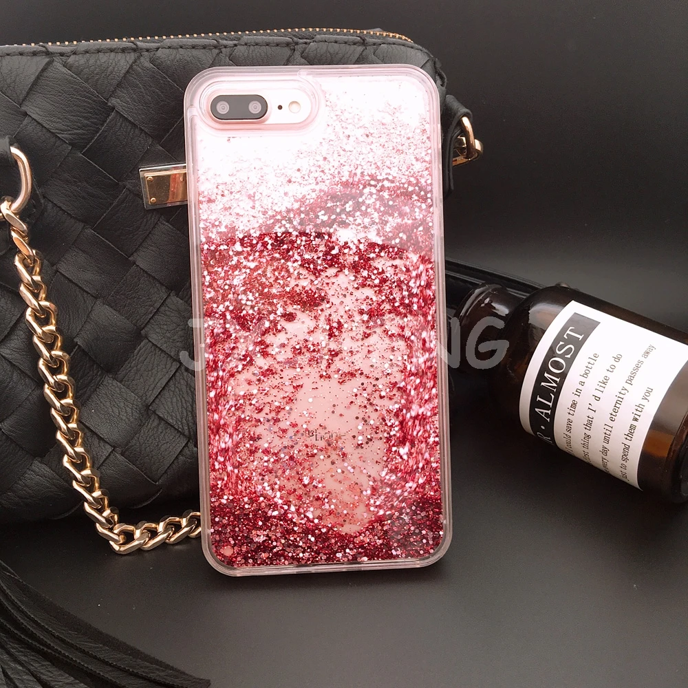 Funda de lujo para teléfono de agua líquida 8 7 para iPhone 7 Plus Sparkle Quicksand Glitter Star Clear TPU funda para iPhone X 6 S 6 Plus