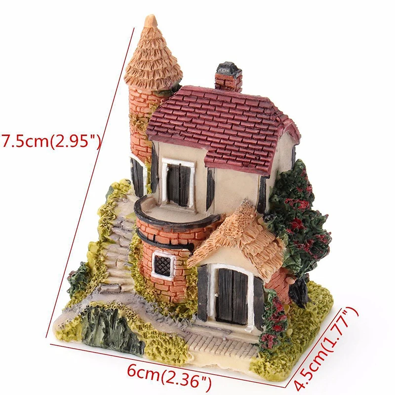 Resin Mini Fairy Garden Miniature Thatched House Landscape Micro Decorate Ornament