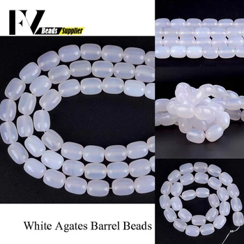 

11*14mm White Agates Barrel Beads Natural Stone Gem Spacer Beads Diy Jewelry Making Bracelet Necklace Accessories Wholesale