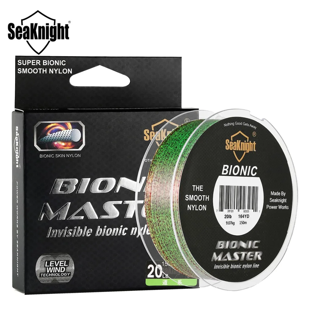 

19 SeaKnight BIONIC MASTER 150M 164Yds Nylon Line 0.104-0.405mm 2-25LB Green Gray Color Monofilament Speckle Carp Fishing Tackle