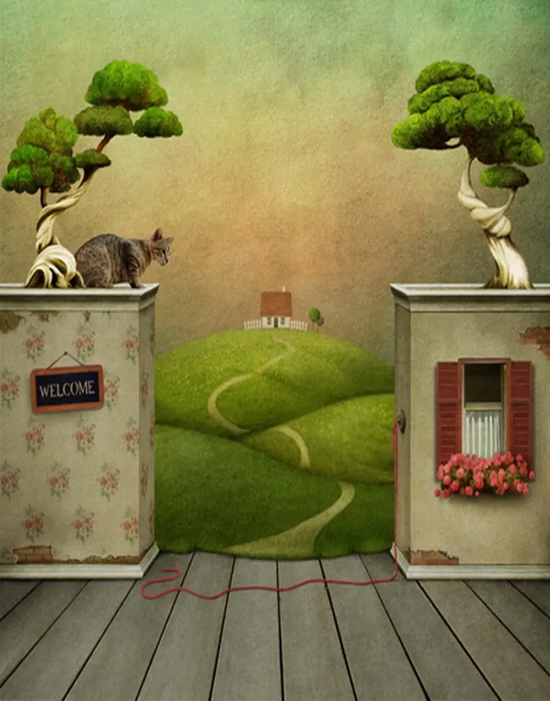 

5x7ft Welcome Tree Flowers Gate Photography Backdrops Photo Props Studio Background