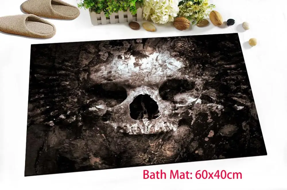 LB страшные ржавые гнилые черепа Хэллоуин занавески для душа и коврик для ванной набор Водонепроницаемый полиэстер Ванная комната ткань для ванной художественный Декор - Цвет: Only Mat 60x40cm
