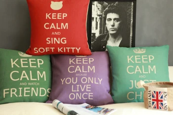 

Free Shipping! Keep Calm Linen Cushion Cover /Pillow Cover /Decorative cushion 45CX45CM 4pcs/lot 4 Design mixed