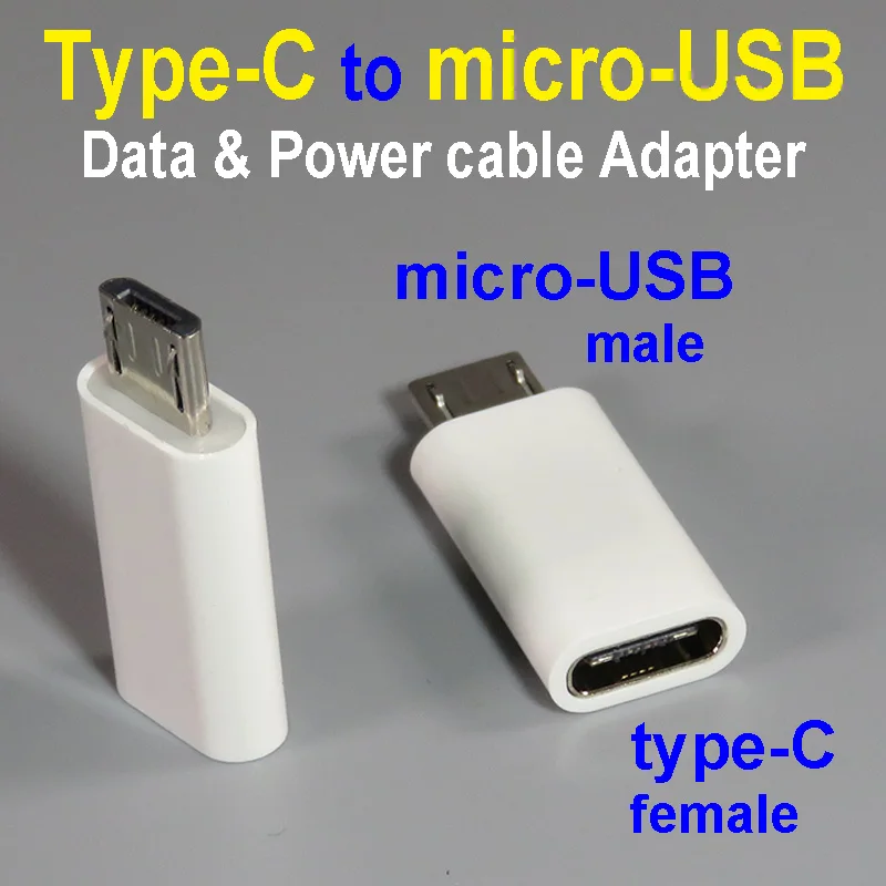 Micro-USB-male-to-Type-C-Female-to-micro-USB-data-Adapter-white