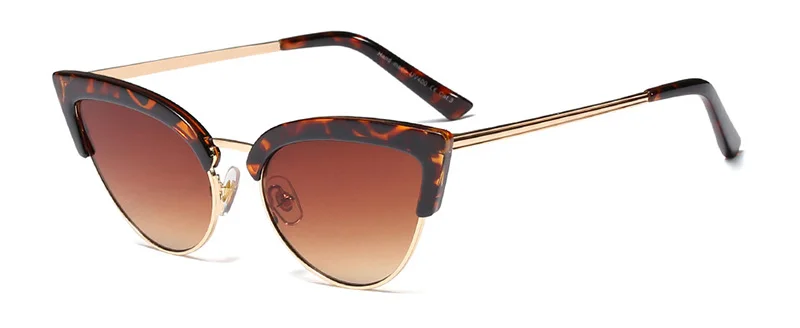 SHAUNA, Ретро стиль, половинная оправа, женские солнцезащитные очки кошачий глаз, модные градиентные солнцезащитные очки, UV400 - Цвет линз: Leopard Tea