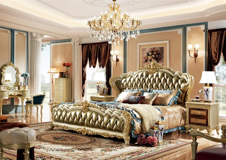 Европейский стиль кровать бархатная с ворсом изголовье Деревянная Классическая королевская кровать