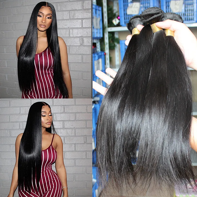 Straight Brazilian Human Hair Weave Bundles With Closure Remy Human Hair Bundle Extension 1/3/4 pcs Dolago Hair Products 10\