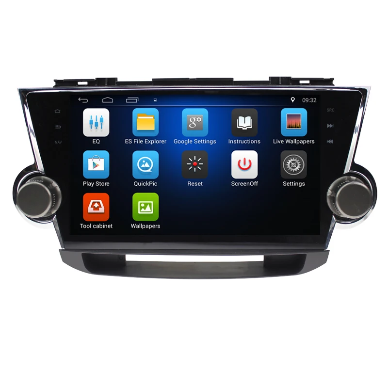 Cheap 10.2" Quad Core Android 6.0 1G RAM Car Radio for Toyota Highlander Kluger 2008-2012 with GPS Navigation steering wheel Free map 21