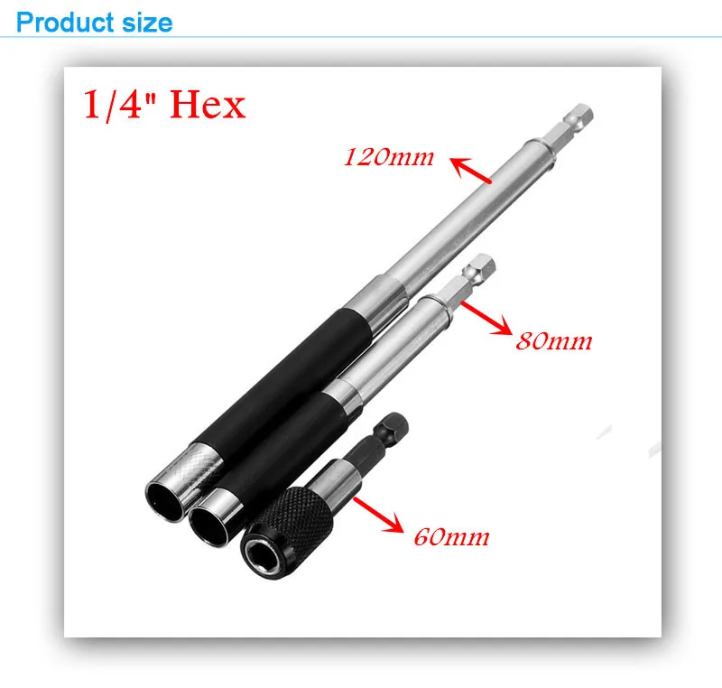 Drillpro 3 шт. 1/" шестигранный магнитное воздействие отвертка набор 60/80/120 мм наконечник отвертки держатель Quick Release УДЛИНИТЕЛЬ РУЧНОЙ ИНСТРУМЕНТ