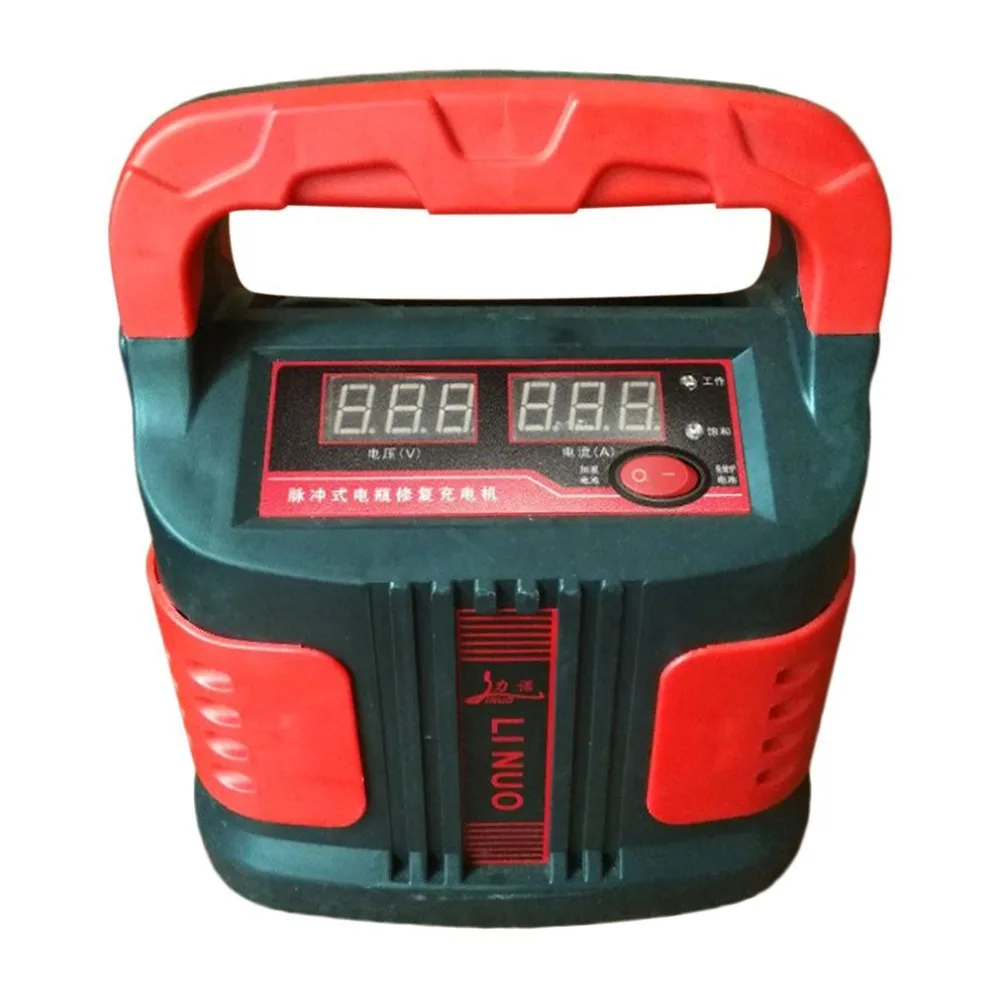 

Handheld Car Battery Charger Dual LED Display Automatic Pulse Repair Type Smart Fast Charging Machine for Cars Trucks