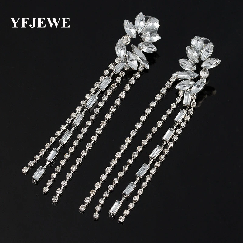 

YFJEWE New Fashion accessories jewelry authentic popular decorative catkins shape sparkling crystal long earrings female #E313