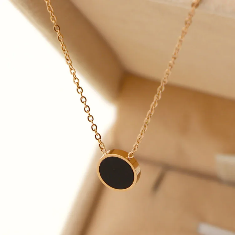 

Martick 316L Stainless Steel Gold-color Round Shape Shell Pendant Necklace Link Chain Necklace Fashion Jewelry For Girl P137