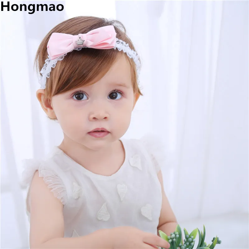 10pcs Wholesale Newborn Crown Lace Bowknot Hairbands Girls Headwear Kids Hair Accessories Children Elastic Hair Band Headbands 1 6in woolen flowers headband baby girls hair accessories children vintage hairbands elastic handmade headwear winter ins 3 4pcs