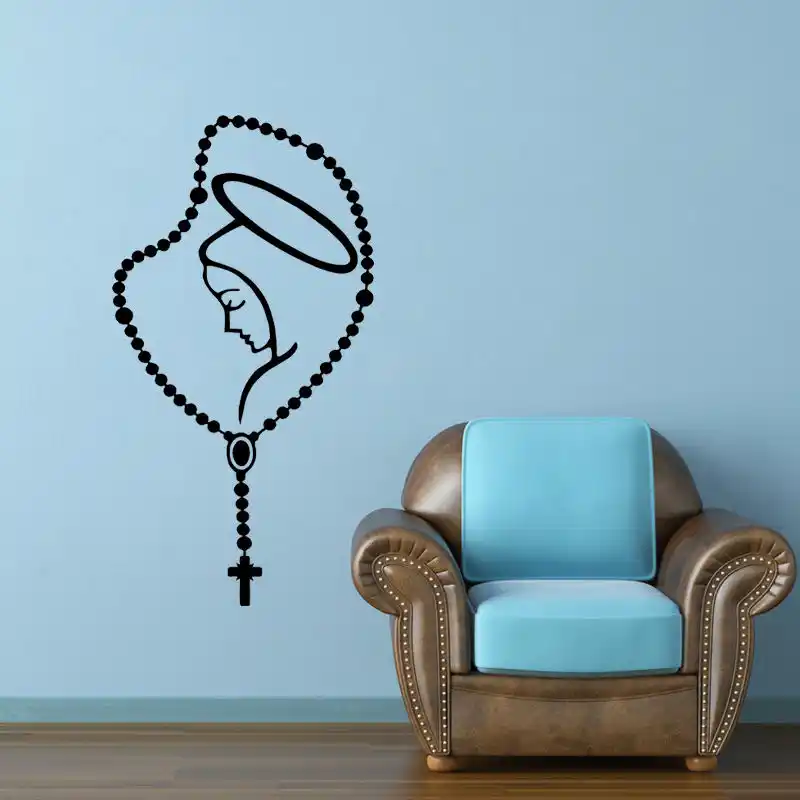Etiqueta Engomada De La Pared Religiosa Espiritual Del Rosario De