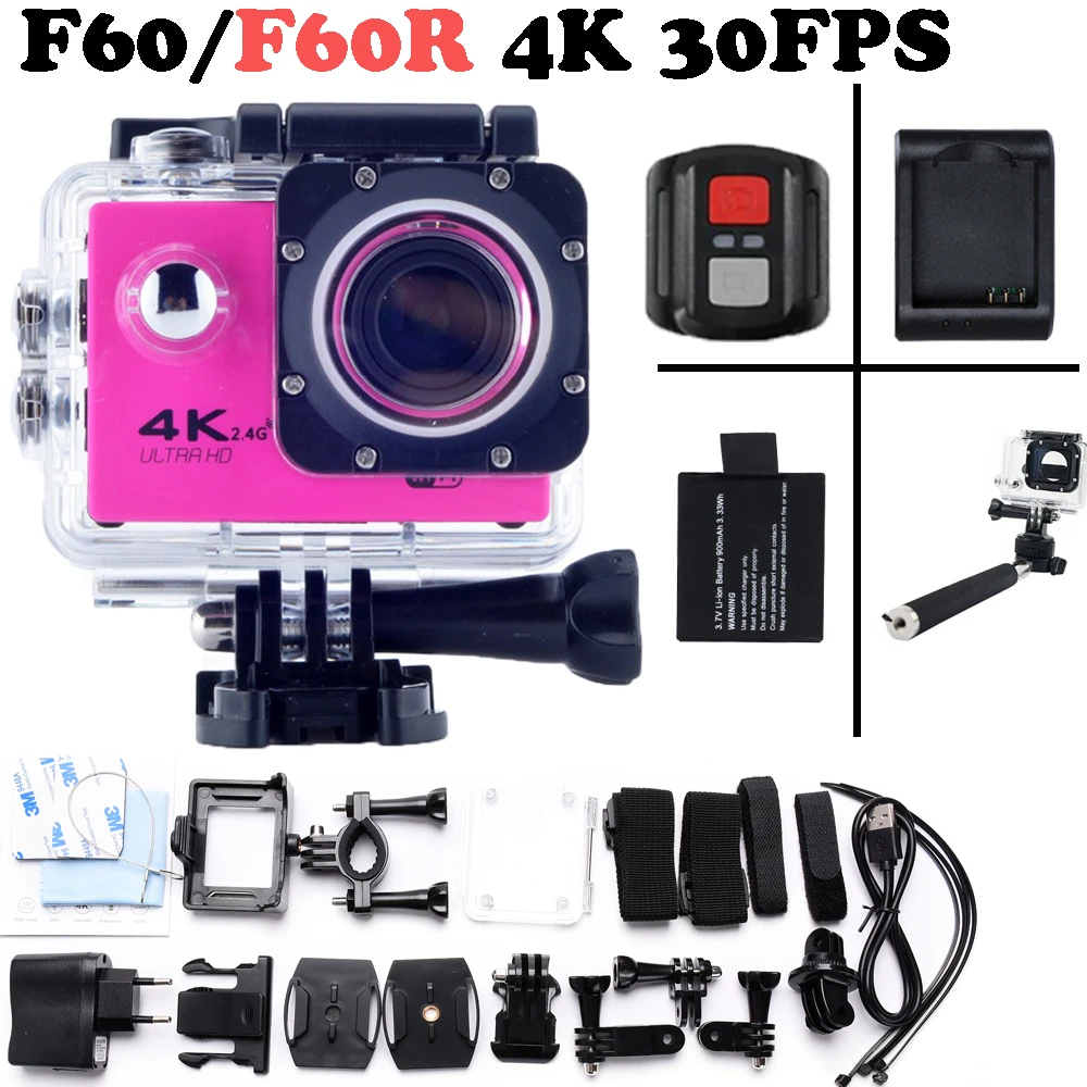 F60R Remote control Ultra HD F60R 4K Action Camera Wifi go pro style 2.0 inch screen 170 Wide Lens 30M waterproof Action cam