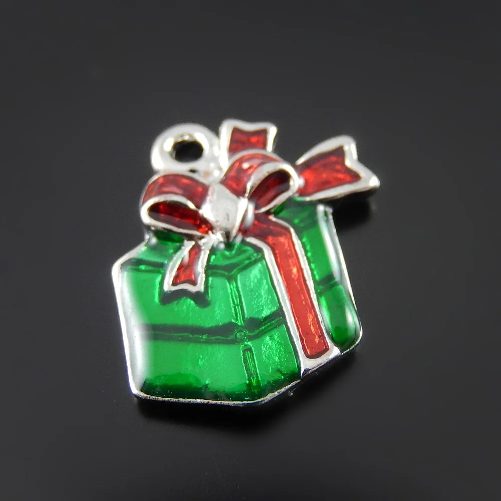 

(10Piece)Fashion Necklace Pendant Cute Gift Box Christmas Enamel Bracelet Charm 18*14mm Baby Jewelry Findings Dec Handmade 51931