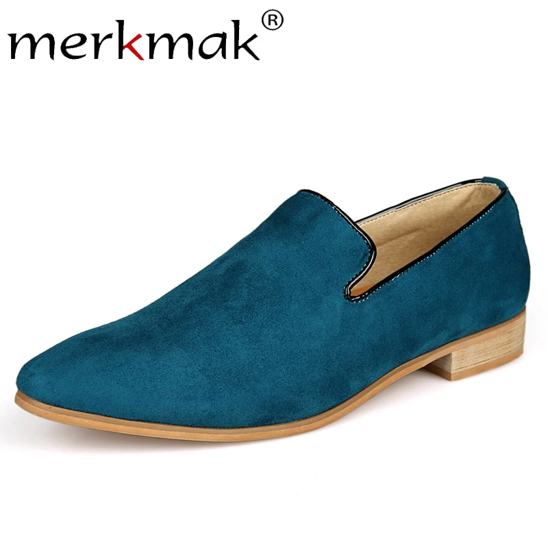 

Merkmak Retro Suede Men's Loafers Slip On Men Solid Shoes Comfortable Large Size 38-44 Casual Dress Shoes Wedding Male Footwear