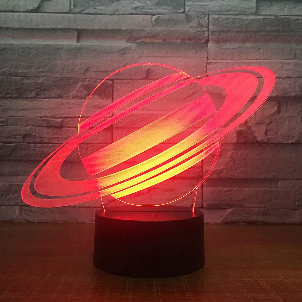 Ночник с 3D иллюзией Сатурн 7 меняющихся цветов светодиодсветодиодный