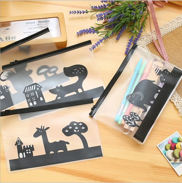 Filing Products Office & School Supplies 1pcs Scrub Fox Novelty Animals Cartoon Elephant Pen Bag File Bag Transparent Giraffe Pvc Waterproof Stationery Bag E2072 Fine Craftsmanship