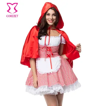 

Sexy Cosplay Little Red Riding Hood Fantasy Uniforms Halloween Costumes For Women Fancy Dress Carnival Party Costume Plus Size