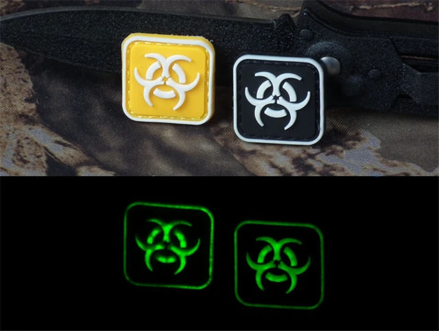 3Pcs 3D PVC Mini Luminous Hydra logo Tactical Hook and Loop Patch Badge  Glow