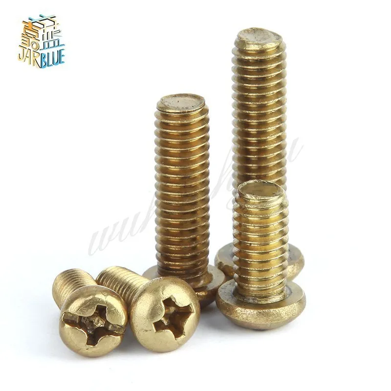 Free shipping GB818 Round head brass Copper M2 M2.5 M3 M4 M5 M6 pan screws Cross machine 2017in