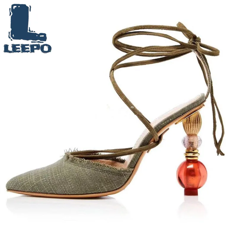 

LEEPO Shoes Woman Ankle Strap High Heel Sandals Female Luxury Brand Summer Sandles Women Fashion Pumps Ladies Elegant Footwear