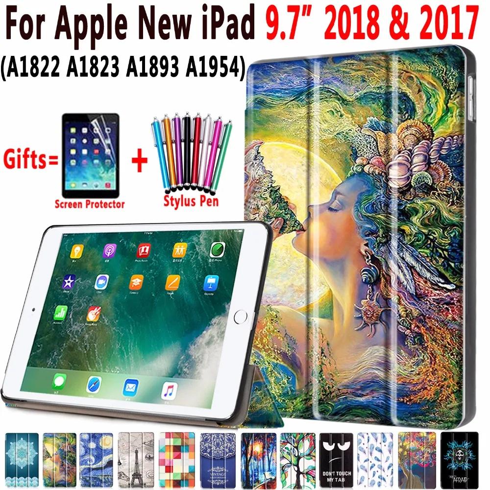 Skup Magnetyczne skórzane automatyczne uśpienie obudzić inteligentne etui pokrywa dla Apple nowy iPad 9.7 2017 2018 5th 6th generacji A1954 Coque Capa Funda
